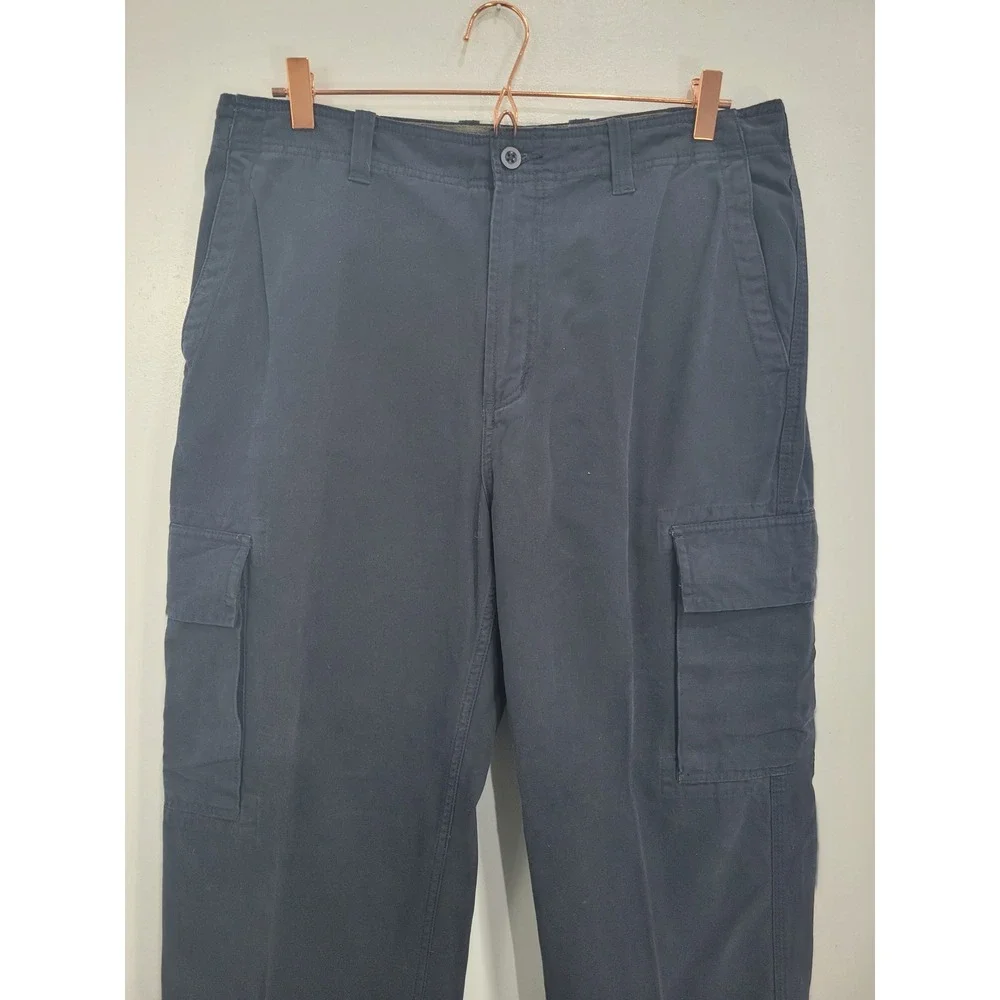 Gap Mens Loose Fit Baggy 90's Cargo Pants Navy Blue Cotton Canvas Workwear 35x30